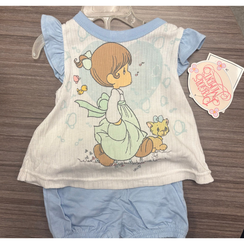 Vintage Baby Girl Outfit 3-6m M Blue Set
